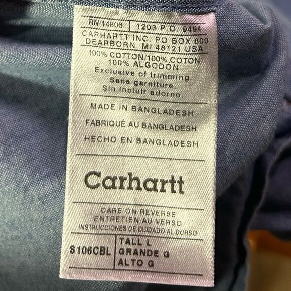 Carhartt Vintage Denim Shirt Button Up Chambray Work Shirt 100% Cotton Sz Large - Picture 7 of 7